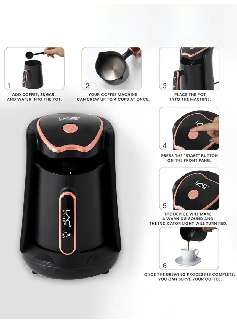 LAC LAICHY Electric Turkish & Greek Coffee Maker,500ml Capacity, 600W Electric Coffee Pot with Cook Sense Technology,Auto Shut Off,Black - Image 3